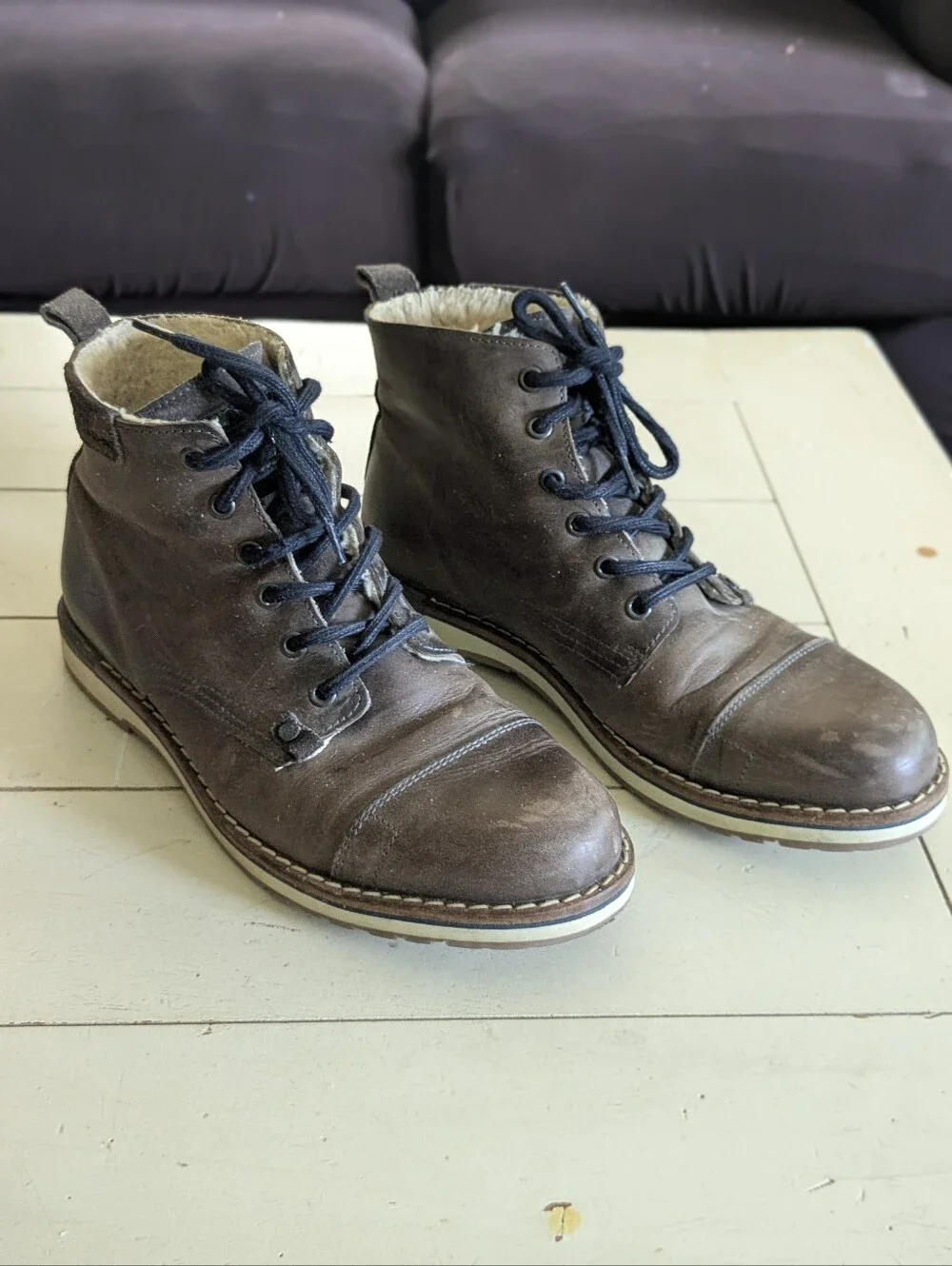 MENS BULLMAKER BROWN LEATHER ANKLE CHUKKA BOOTS - SIZE 9 (42)